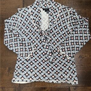 Etcetera Black Blue and Pink Geometric Blouse